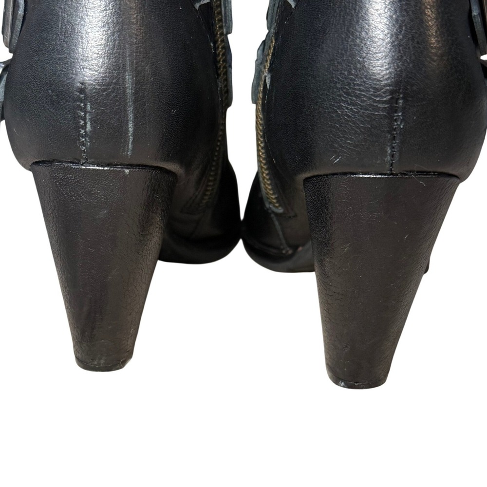 Kork-Ease‎ Leather Heel Triple Buckle Moto Biker Boots Western Revival Women 7 - Picture 8 of 14